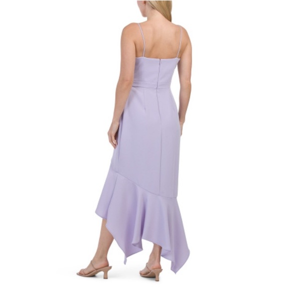 Xscape Lavender Ruffle High-Low Gown Sleeveless Spaghetti Strap Dress 14 NWT - Picture 2 of 6